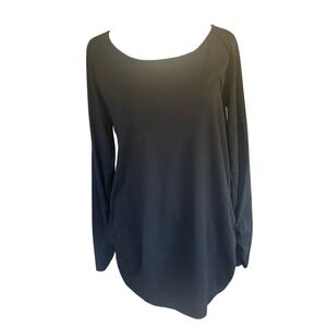 Womens Long Sleeve Ruched Goth Tunic XL Black Basic Minimalist